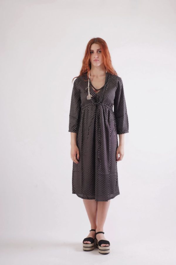 Black-small dots-nigth dress
