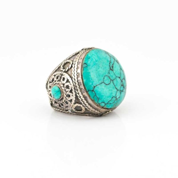Handmade Silver (925) Boho Ring with large turquoise stone