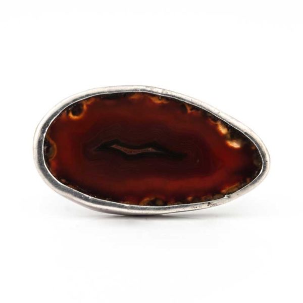 Handmade Silver (925) Boho Ring with faux vivid red alpaka stone