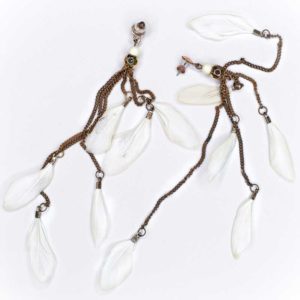 Boho Earrings with Faux white feathers