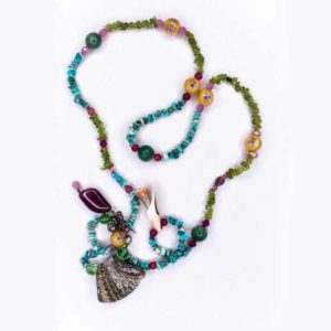Handmade Boho Necklace with Semiprecious Stones (Turquoise