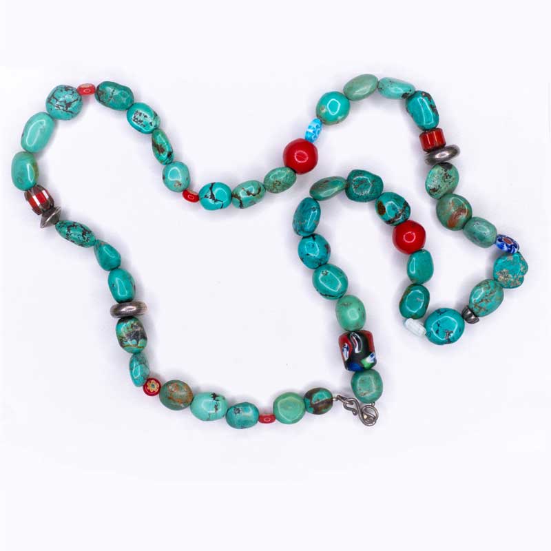 Handmade Boho Necklace with large turquoise stones