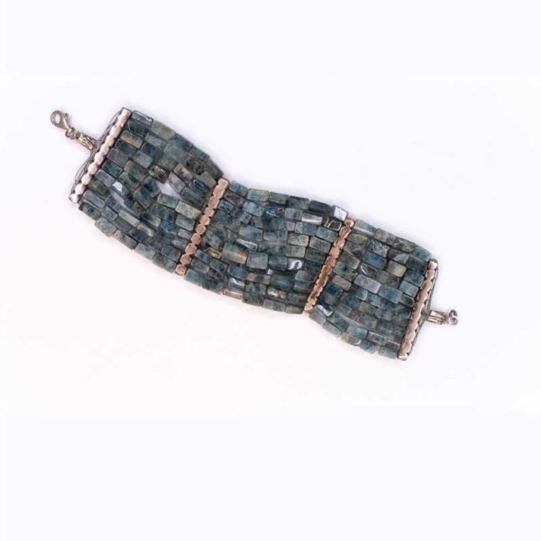 Handmade Boho Bracelet with shiny blue lagoon agate stones