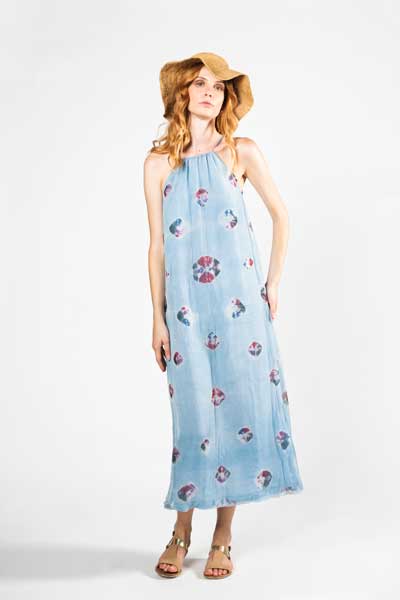 Blue With Red Poppies Dress Βραδινό Μάξι