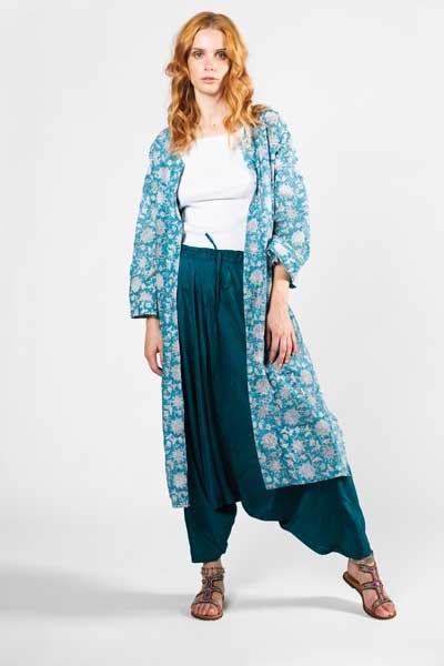 Boho Style Summer Breeze Kimono Μπλε Εμπριμέ