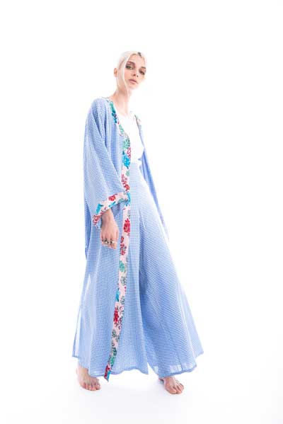 Boho Pijama set μάξι κιμονό και φαρδιά παντελόνα