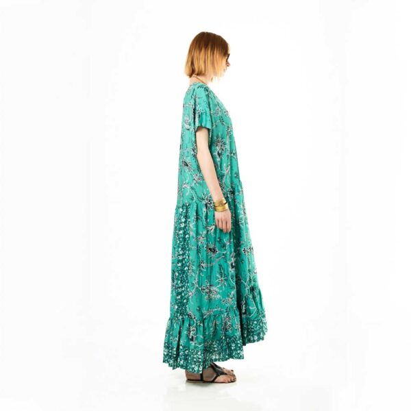 Κήπος Κιου Φόρεμα «Κισσός» βισκόζ εμπριμέ ριχτο μακρύ φόρεμα ριχτο - one size