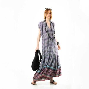 Κηπος Μαζορέλ φόρεμα «Πασχαλιά» εμπριμέ μακρύ φόρεμα ριχτό - one size