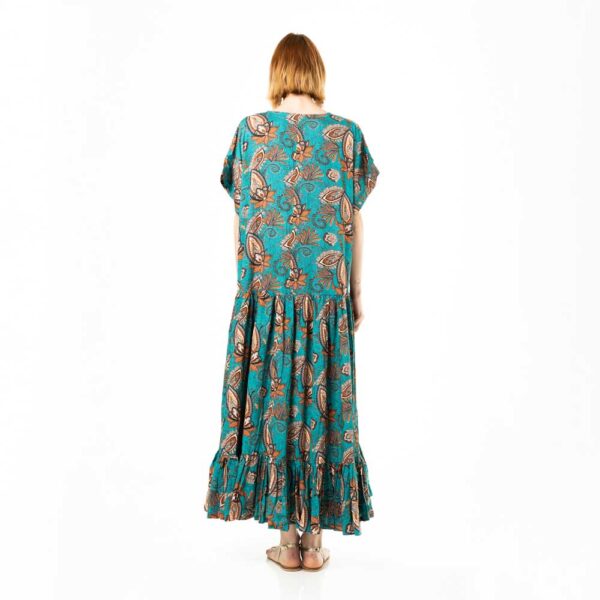 Κηπος Κιου Φόρεμα «Χρυσάνθεμο» βισκόζ εμπριμέ μακρύ φόρεμα ριχτο - one size