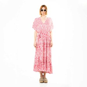 Κήπος Μαζορέλ φόρεμα «Ορτανσία» εμπριμέ μακρύ φόρεμα ριχτό - one size