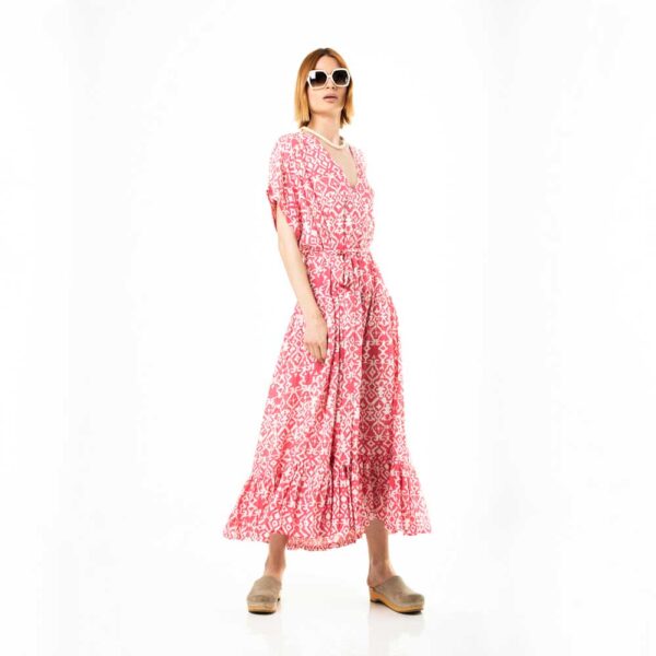 Κήπος Μαζορέλ φόρεμα «Ορτανσία» εμπριμέ μακρύ φόρεμα ριχτό - one size